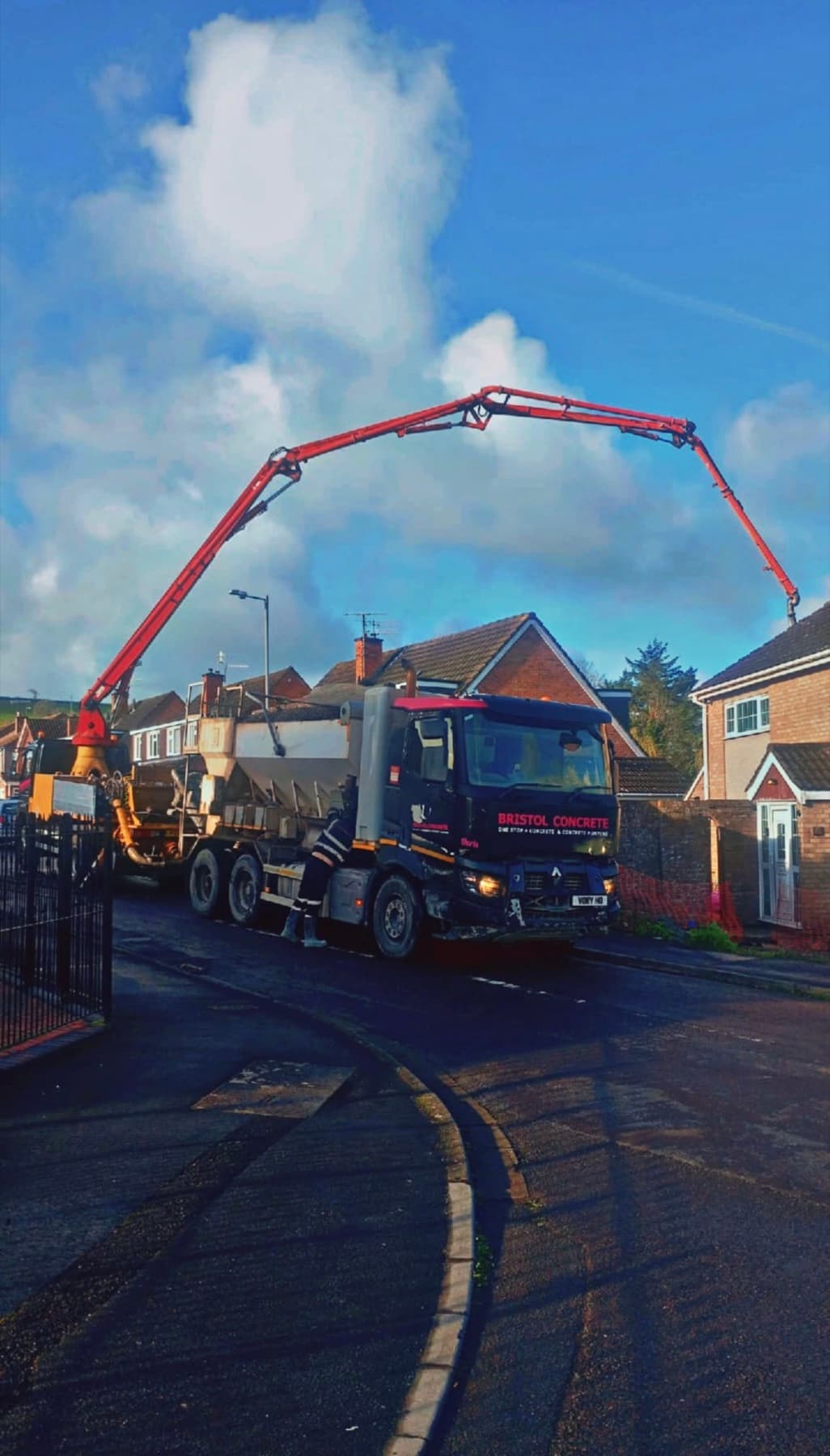 Concrete pumping and construction work on site